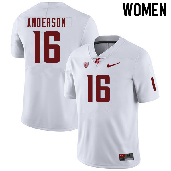 Women #16 Justin Anderson Washington Cougars College Football Jerseys Sale-White - Click Image to Close